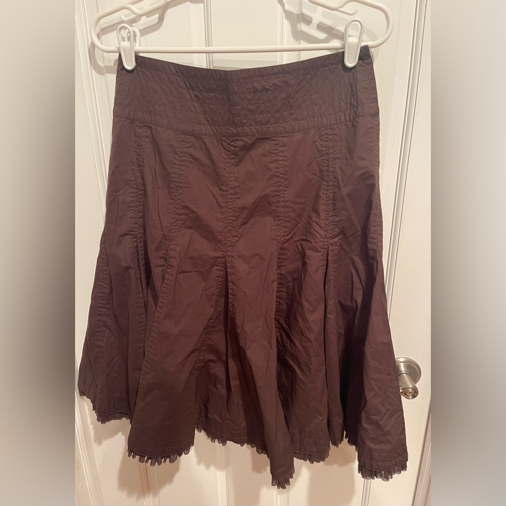 CAbi Chic Brown Midi 100% Cotton Skirt for Women Sz 2